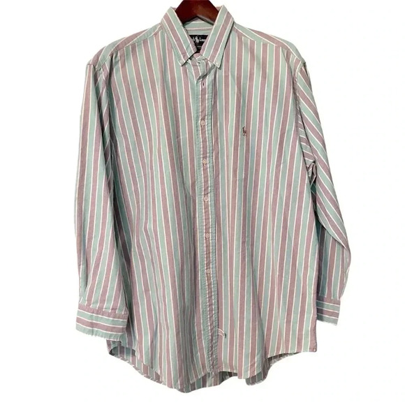 Black Label Ralph Lauren Yarmouth Oxford Long Sleeve Button Down Stripe 16.5 33 - Picture 1 of 5